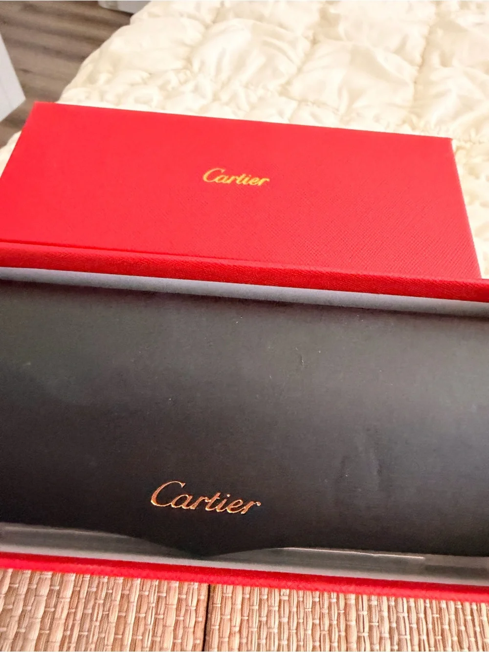 Cartier Rimless Sunglasses with Blue Lenses and Gold Accents